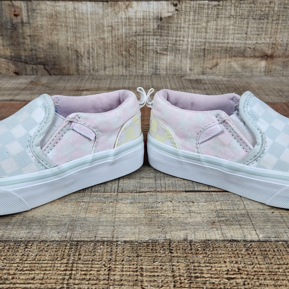 Vans Classic Slip On Checkered Toddler Sz 11 Colorful Casual Sneakers  School - Picture 4 of 9